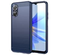 Jhxtech Funda para OPPO A17, funda OPPO A17K CPH2477, funda ultradelgada con absorción de golpes, fibra de carbono y goma TPU, fundas protectoras para OPPO A17, color azul marino