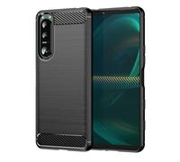 Jhxtech Funda para Sony Xperia 5 III (poliuretano termoplástico), de fibra de carbono, ajuste delgado, absorbe los golpes, color negro