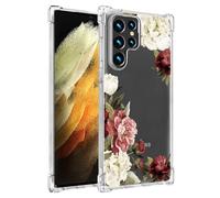 Jhxtech Funda para teléfono Galaxy S22 Ultra 5G, Samsung S22 Ultra SM-S908B niñas, delgada, a prueba de golpes, patrón floral transparente, suave y flexible, funda protectora de TPU para Samsung