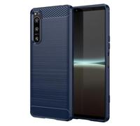 Jhxtech Funda para Xperia 5 IV, Sony 5 IV XQCQ62BGC, funda ultra delgada para teléfono con absorción de golpes, fibra de carbono y goma TPU, fundas protectoras para Sony Xperia 5 IV, azul marino