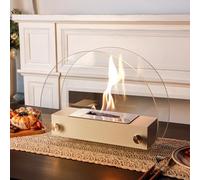 JHY DESIGN Chimenea portátil de 35 cm de largo, combustión limpia de bioetanol, sin deducción, para decoración del hogar, interior y exterior, salón, jardín, terraza, fiestas, eventos (blanco)