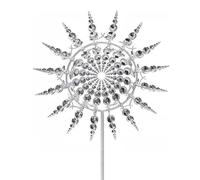 JHzood 3D único Y Mágico Molino De Viento De Metal Spin, Wind Spinners para Jardín, Molino De Viento Wind Spinner, Escultura De Viento Spinner, Wind Spinners Estacas Adornos para Patio (Silver)