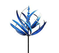 JHzood 3D Unique and Magical Metal Windmill Spin, Wind Spinners For Garden, Wind Spinners Stakes Ornaments for Yard, Wind Spinner Windmill, Wind Sculpture Spinner (Blue Flower)