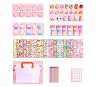 JHzood Colorful Goo Card Toys Cute Goo Card DIY Sets, Colorful Pendant Cute Card Toy Card Sticker Sets, with Storage Box, Homemade Keychain, Sticker Art and Craft, Hanging Ornament Materials (71PCS)