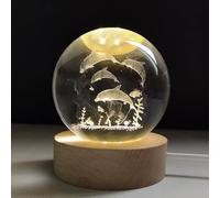 JHzood Esfera de Cristal con Grabado Láser 3D de la Luna, Decoración De La Habitación Del Hogar Led Lámpara De Noche, Regalo Ideal y Decoración para Hogar,Decoración Mágica y Regalo Original (Fish)