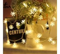 JHzood Luzes de Natal floco de neve, LEDs Luzes em corrente, luzes floco de neve a pilhas 2 modos de iluminação corrente de luzes (Snowflakes, 3m 20 Lights)