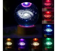 JHzood Solar System Crystal Ball Lamp, K9 Crystal Ball Lamp, USB Powered Crystal Ball Night Light, Changing Light With Led Base, For Dinner Christmas Party Bedroom Ornamental (Milky Way)