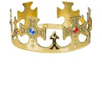 Ji liangli Corona de Rey en Oro con Rubíes de Colores,Accesorio para Disfraz de Rey y Reina,Sombrero de Fiesta de Cumpleaños,Corona para Niño y Adulto,Príncipe y Princesa,Disfraz Real y Elegante