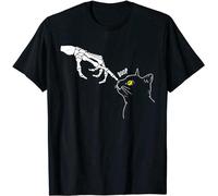 JI YANG HONG Cat Black Lover Skeleton Hand Boop Funny T Shirt T-Shirt Black 3XL