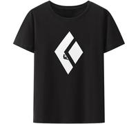 JI YANG HONG Climbing Mountaineering Logo Tshirt for Men Adventure Motion Retro Bouldering Climber Basic Style Breathable Camisetas Summer Black T-Shirt Black 3XL