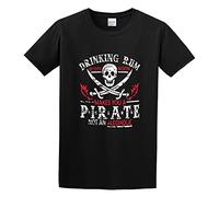 JI YANG HONG HsxDrinking Rum Before Noon Makes You A Pirate Funny Quote Posterss O Neck Men T-Shirt T-Shirt Black L