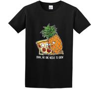 JI YANG HONG Pineapple Pizza Funny Pizza Day Funny Words Printed Gift T-Shirt Graphic Top Printed Shirt for Mens T-Shirt Black L