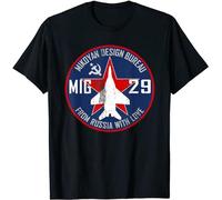 JI YANG HONG Russian Fighter Jet Mig 29 Men T-Shirt Short Casual 100% Cotton Shirts T-Shirt Black M