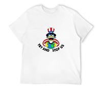 JI YANG HONG Try and Stop Us America Funny Cartoon T Shirt T-Shirt White S