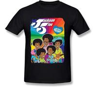 JIA YU HAO Bllto The Jackson 5 Cartoon Logo Unisex 100% Cotton Short-Sleeve T-Shirts Black XXL