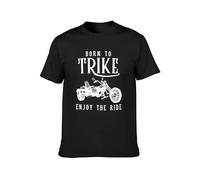 JIA YU HAO Born To Trike Enjoy The Ride Motorbike Unisex 100% Cotton Short-Sleeve T-Shirts Black XL