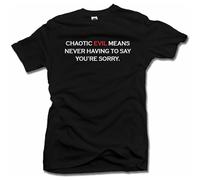 JIA YU HAO Chaotic Evil Means Never Having To Say You'Re Sorry Unisex 100% Cotton Short-Sleeve T-Shirts Black XL