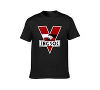 JIA YU HAO INGSOC 1984 George Orwell Fictional Novel Unisex 100% Cotton Short-Sleeve T-Shirts Black S