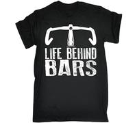 JIA YU HAO Life Behind Bars Top Unisex 100% Cotton Short-Sleeve T-Shirts Black M