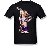 JIA YU HAO Lollipop Chainsaw Grasshopper Unisex 100% Cotton Short-Sleeve T-Shirts Black XXXL