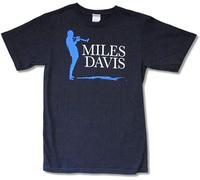 JIA YU HAO Miles Davis Silhouette Navy Blue Jazz Music Unisex 100% Cotton Short-Sleeve T-Shirts Black M