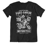 JIA YU HAO Paris Dakkar Rally Motorcycle Unisex 100% Cotton Short-Sleeve T-Shirts Black M