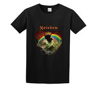 JIA YU HAO Rainbow Rising Heavy Metal Album On Stage Unisex 100% Cotton Short-Sleeve T-Shirts Black S