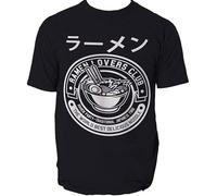 JIA YU HAO Ramen Overs Club Noodle Japanese Food Men Unisex 100% Cotton Short-Sleeve T-Shirts Black XL
