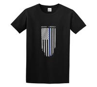 JIA YU HAO Thin Blue Line Chicago and American Thin Blue Line Flag Unisex 100% Cotton Short-Sleeve T-Shirts Black L
