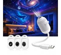 JIABAOZ 2-in-1 Galaxy Projector Night Light, HD 5D Holographic Night Light Projector, USB Galaxy Star Lamp | USB Power, 360° Flexible Angle for Bedroom, Car Decor (3 Films)