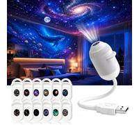 JIABAOZ 2-in-1 Galaxy Projector Night Light, HD 5D Holographic Night Light Projector, USB Galaxy Star Lamp | USB Power, 360° Flexible Angle for Bedroom, Car Decor (12 Films)
