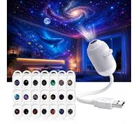 JIABAOZ 2-in-1 Galaxy Projector Night Light, HD 5D Holographic Night Light Projector, USB Galaxy Star Lamp | USB Power, 360° Flexible Angle for Bedroom, Car Decor (24 Films)