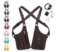 JIABAOZ Bolsa De Pecho Para Hombres,Mochila Antirrobo De Diseño Chaleco, Con Varios Bolsillos, Antirrobo E Impermeable, Axila Y Doble Bolsa De Hombro,para Padre Amigo Teléfono Móvil Llave (Marrón)