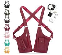 JIABAOZ Bolsa De Pecho Para Hombres,Mochila Antirrobo De Diseño Chaleco, Con Varios Bolsillos, Antirrobo E Impermeable, Axila Y Doble Bolsa De Hombro,para Padre Amigo Teléfono Móvil Llave (Borgoña)