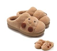 JIABAOZ Croissant Fuzzy Slippers for Women, Cartoon Croissant Slippers, Open Back/Closed Back, Cute House Shoes Aesthetic Soft Warm Non-Slip Indoor Fluffy (A,40)