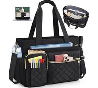 JIABAOZ Maletin Portátil Ordenador Mujer Bolso De Profesora Bolsa De Trabajo Con Bolsillo Aislante Para Universidad Enfermera Profesora Shopper Oficina (Negro)
