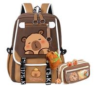 JIABAOZ Mochila Capibara, Mochila Capibara Niña, Mochilas de Carpincho para Niñas y Niños con Correas Acolchadas y Múltiples Compartimentos, Regalos para el Nuevo Semestre (D)