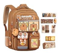 JIABAOZ Mochila Capibara Niña, Mochila Capibara Escolar Grande,Capybara Backpack for Niños,Mochilas Escolares Adolescentes, Set de Papelería Capybara Nuevo Semestre