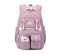 JIABAOZ Mochila Escolar Adolescente Niña, Mochila Instituto de Ergonomía, Impermeable Nylon,Mochilas Casual de Moda para Niñas de 3º a 9º Grado, Colegio, Viaje y Uso Diario (Purple)