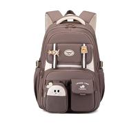 JIABAOZ Mochila Escolar Adolescente Niña, Mochila Instituto de Ergonomía, Impermeable Nylon,Mochilas Casual de Moda para Niñas de 3º a 9º Grado, Colegio, Viaje y Uso Diario (Khaki)