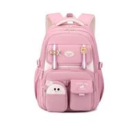 JIABAOZ Mochila Escolar Adolescente Niña, Mochila Instituto de Ergonomía, Impermeable Nylon,Mochilas Casual de Moda para Niñas de 3º a 9º Grado, Colegio, Viaje y Uso Diario (Pink)