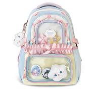 JIABAOZ Mochila Ita Bag Kawaii Transparente Con 6 Accesorios, Mochila Escolar Para Chicas, Para Insignias Anime, Cosplay, Colegio, Viaje Y Uso Diario (Azul)