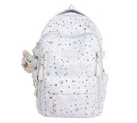 JIABAOZ Mochila Niña Estrellas, Mochila Kawaii Y2K para Niñas y Adolescentes, Mochilas Escolar Ligera de Nylon con Diseño de Estrellas para Escuela y Uso Diario (White)