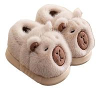 JIABAOZ Pantuflas Capibara, Pantuflas Capibara para Mujer, Pantuflas de Animales de Peluche Lindas, Pantuflas Suaves y Cálidas para el Invierno (39-40,Light Brown)