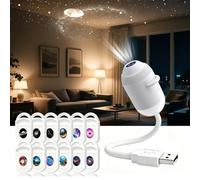 JIABAOZ Proyector Estrellas - Hd Smart 5d Holographic Night Light Projector, Plug and Play Hd Star Projector, 360° Adjustable Hd Galaxy and Ocean Projectors (12 Films)