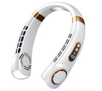 JIABAOZ Ventilador De Cuello Portátil Ventilador Silencioso Recargable De 5 Velocidades Luz LED De 7 Colores Y Pantalla Para Llevar Al Cuello Para Verano Viajes Coche Exterior (Blanco)