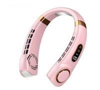 JIABAOZ Ventilador De Cuello Portátil Ventilador Silencioso Recargable De 5 Velocidades Luz LED De 7 Colores Y Pantalla Para Llevar Al Cuello Para Verano Viajes Coche Exterior (Rosa)