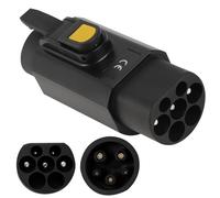 Jiacheng Adaptador de cargador EV tipo 2 a tipo 1, adaptador de cable convertidor de carga de 32 A con clip, IEC 62196 a SAE J1772 para vehículos eléctricos, coches (macho a hembra)