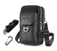 JiaDanweng Bolso Movil Riñonera Bandolera Hombre de Cuero para Trabajo y Herramientas - Riñonera Táctico Piel para Celular y Billetera - Bolsa Militar de Piel