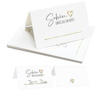 JIADEXIN Paquete de 50 Tarjetas de Mesa para Boda - Tarjetas de Lugar «Schön dass du da bist» Plegable Tarjeta de Lugar de Asiento Tarjeta de Asiento de Cumpleaños